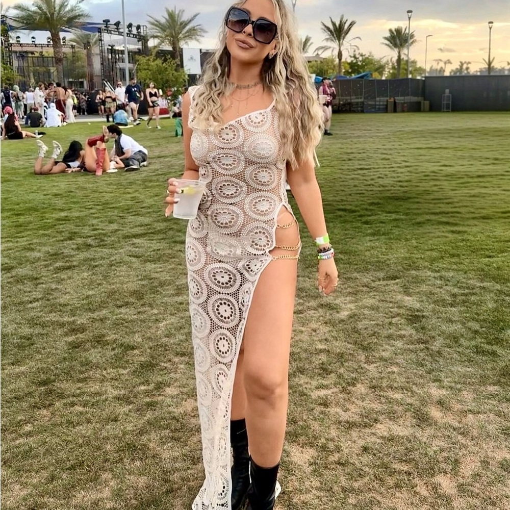 Cream Crochet Maxi Dress